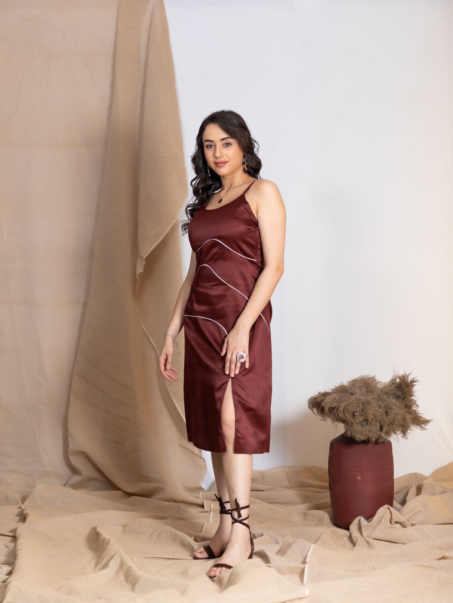 Chocolate Brown Side-Slit Dress