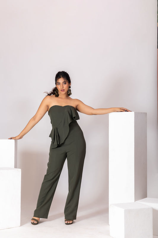 Army Green Off-Shoulder Jumpsuit