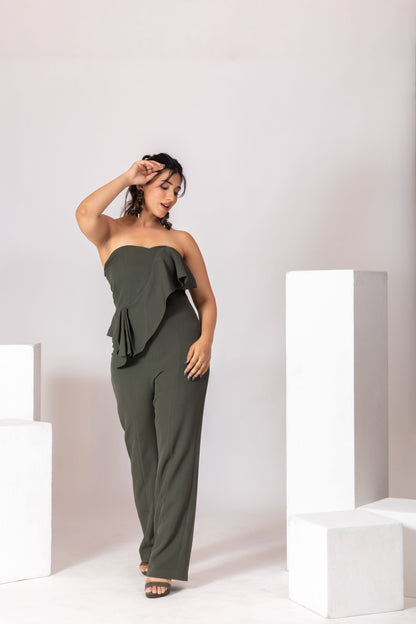 Army Green Off-Shoulder Jumpsuit