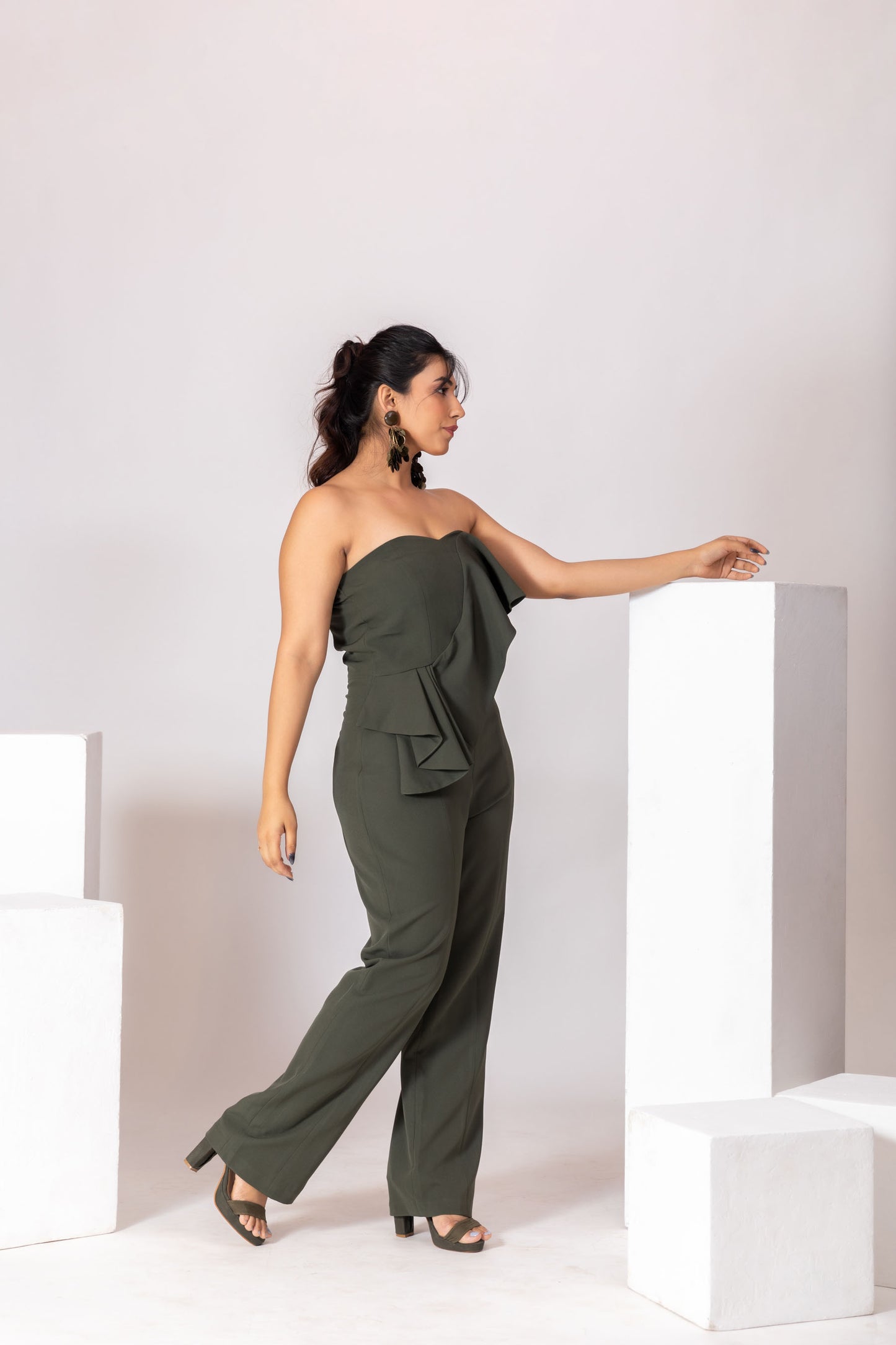 Army Green Off-Shoulder Jumpsuit