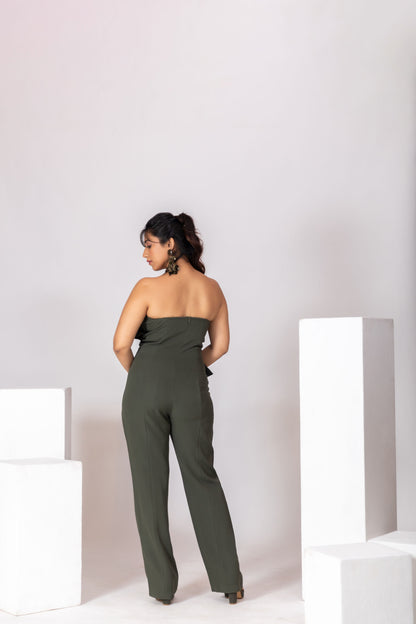 Army Green Off-Shoulder Jumpsuit