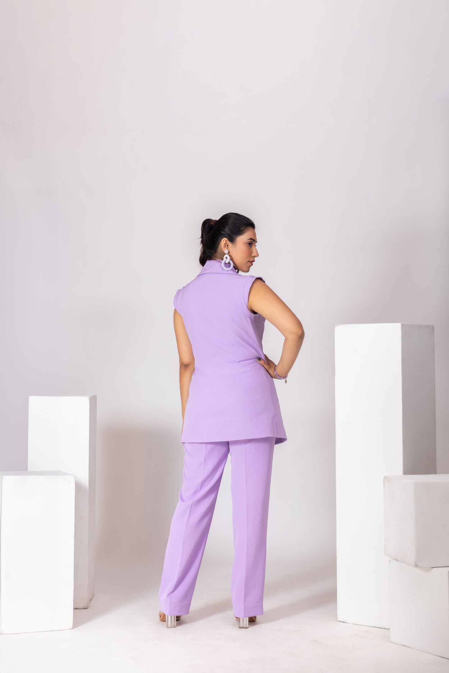 Lilac 2-Piece Wrap Blazer with Cap Sleeves