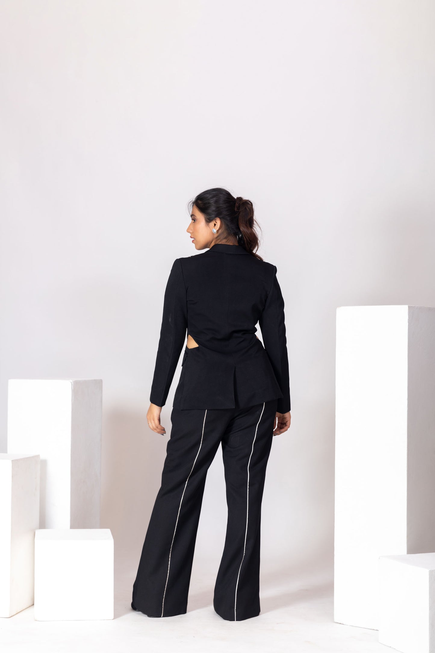 Black Blazer Waist Cut PantSuit