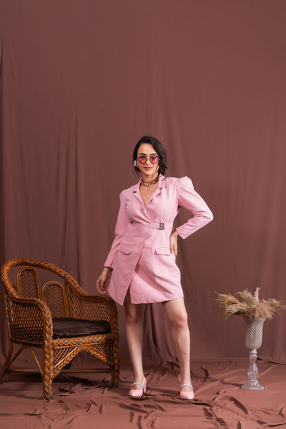 Pink Formal Cowl Sleeve Dress