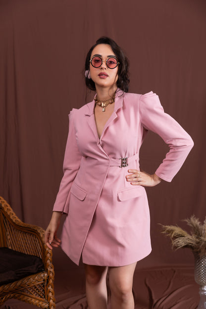 Pink Formal Cowl Sleeve Dress