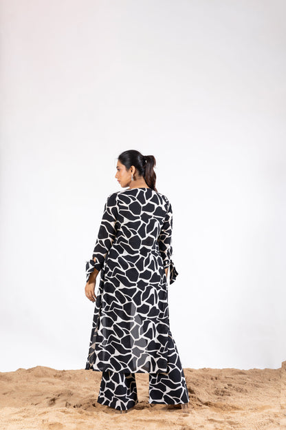 Black and White Abstract Print 3 piece Co-ord Set